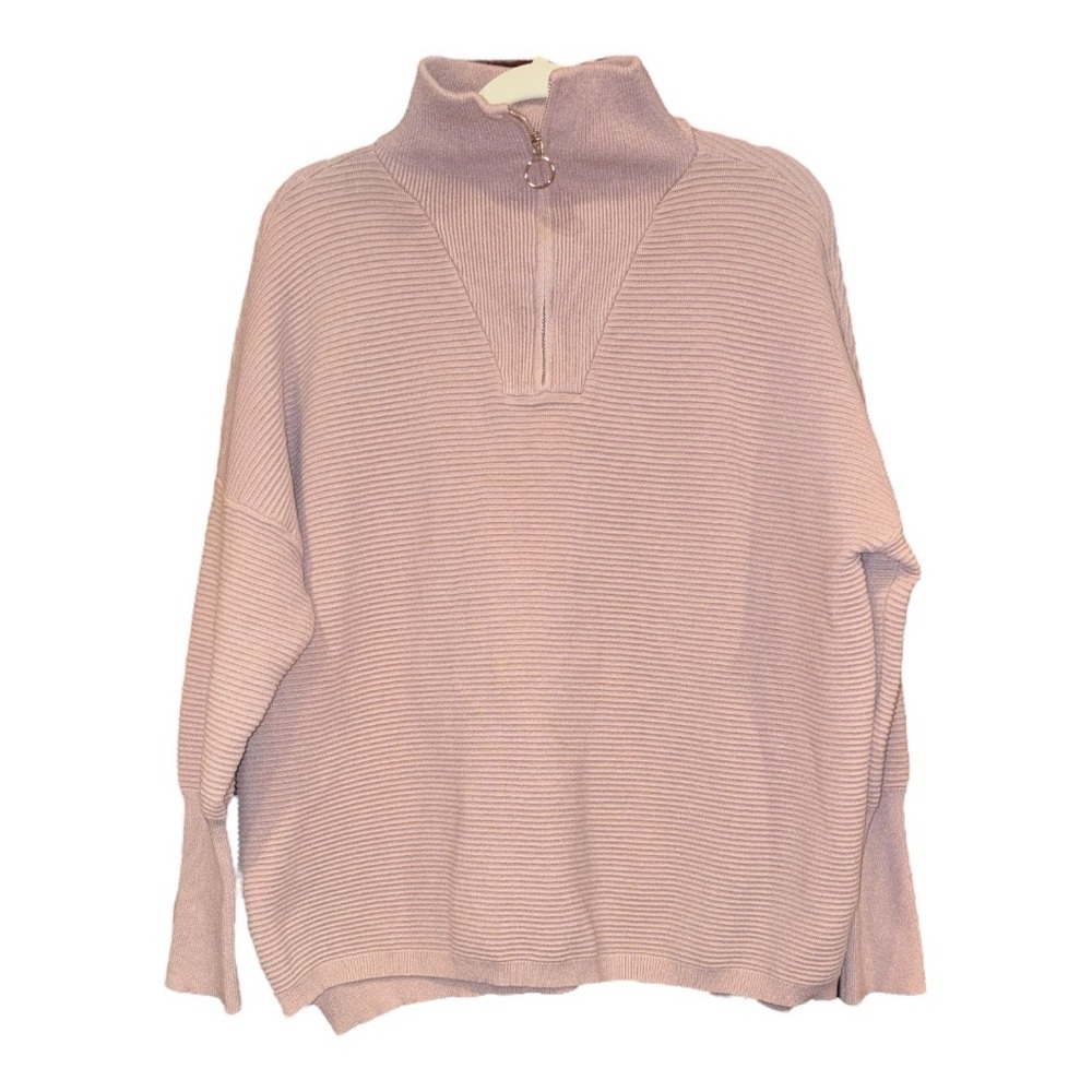 Anrabess Oversized Textured Quarter Zip pullover sweater lavender. Size L  X3